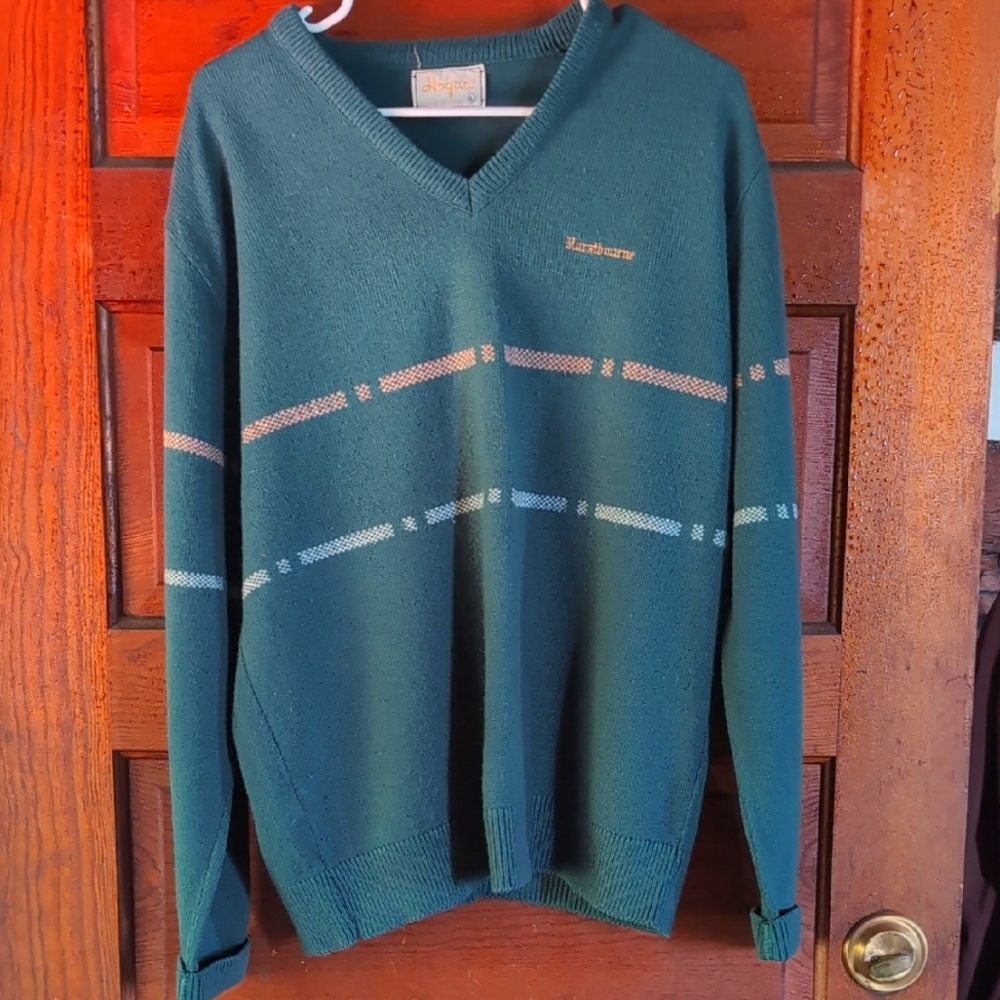 Vintage Hogan Teal V-Neck Men's Sweater